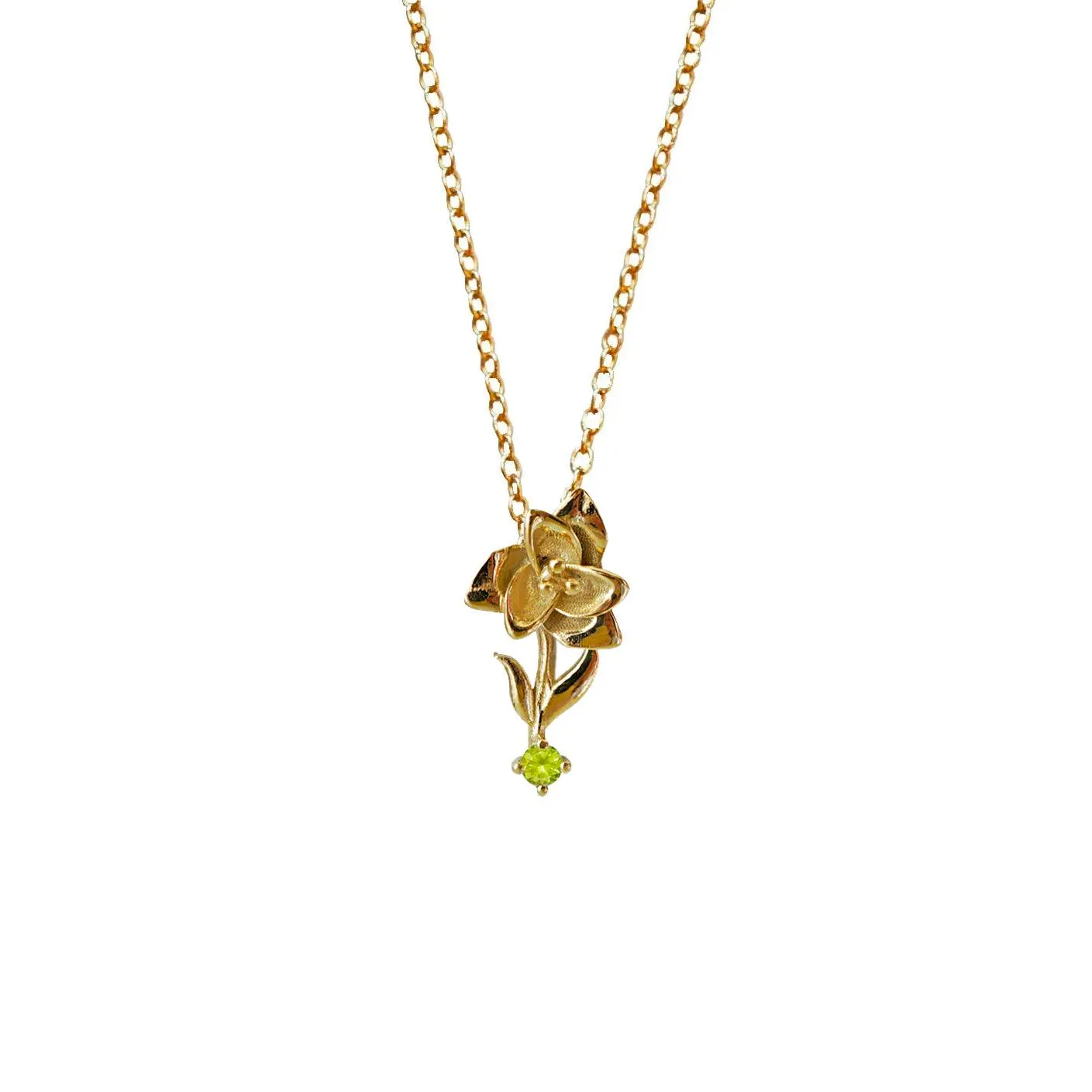 14K August Gladiolus Birth Flower Necklace