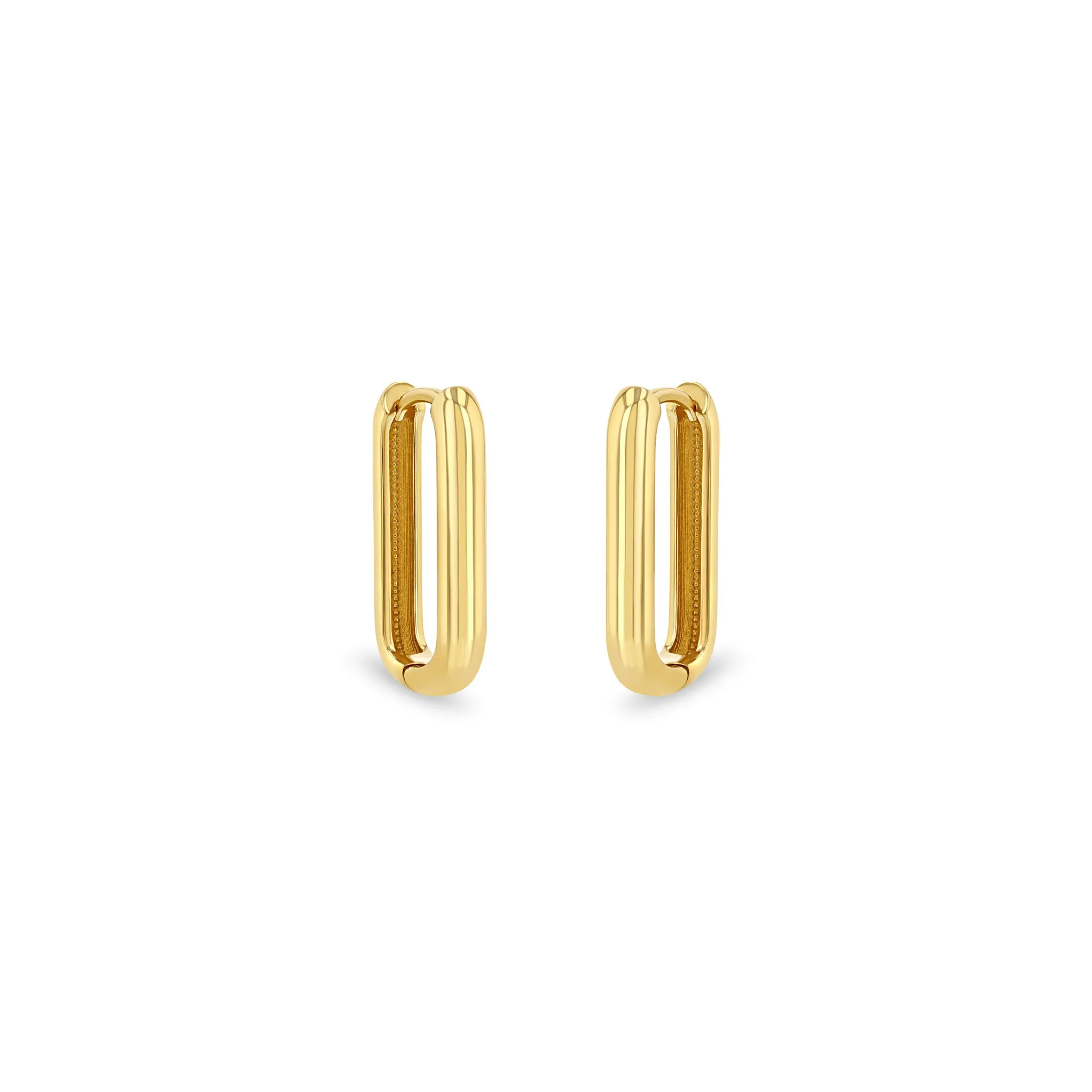 14k Gold Thick Large Oval Hinge Hoops