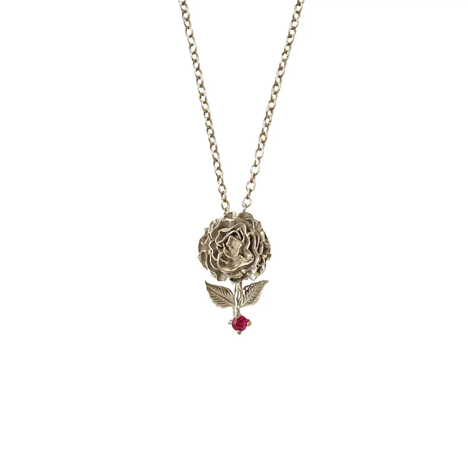 14K January Carnation Birth Flower Necklace