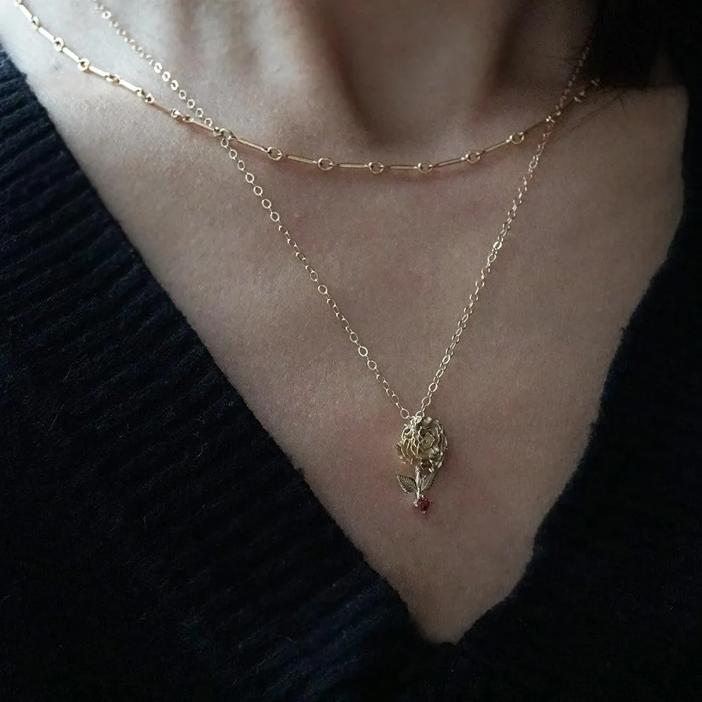 14K January Carnation Birth Flower Necklace