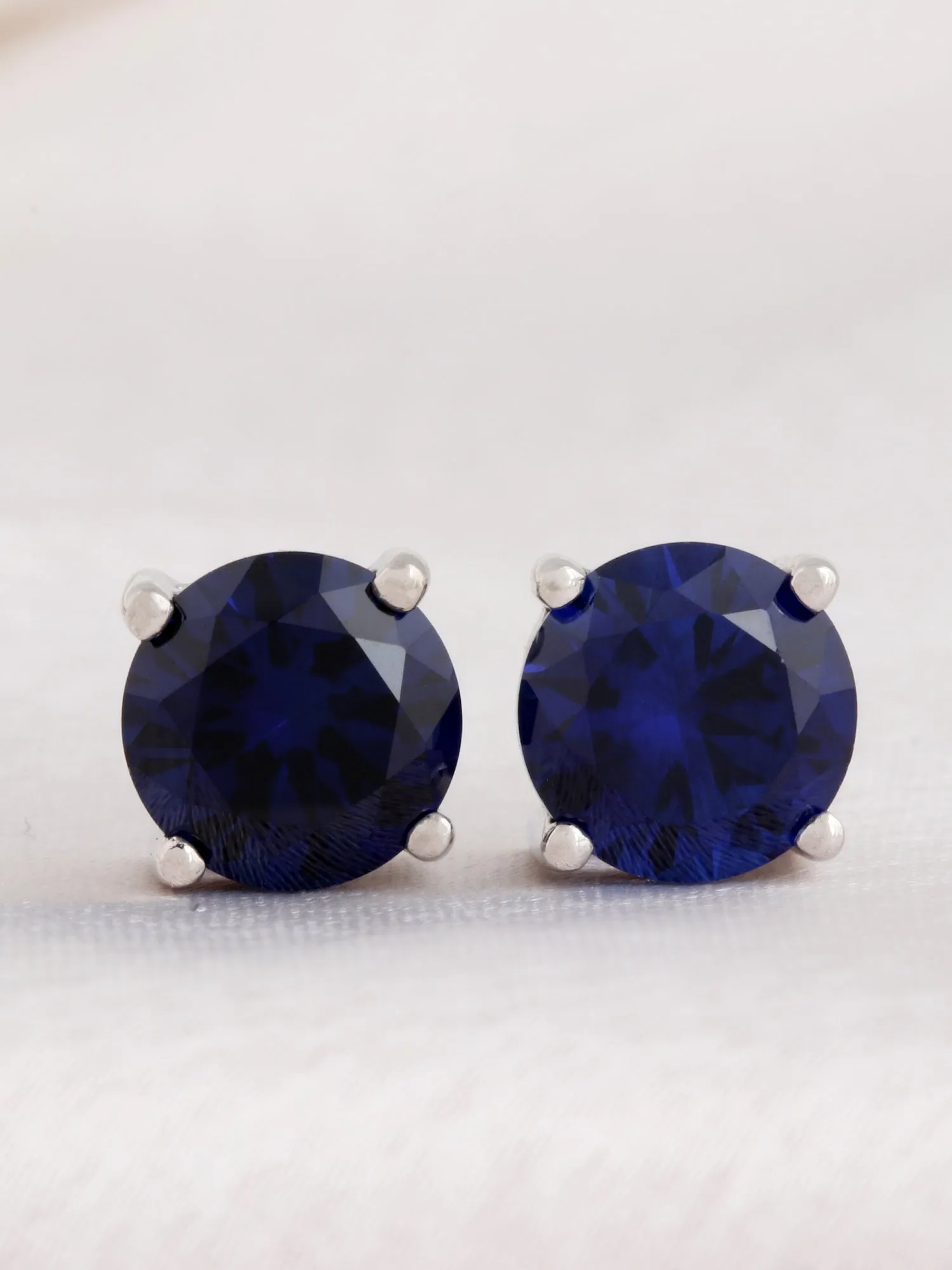 2 Carat Blue Sapphire Stud Earrings