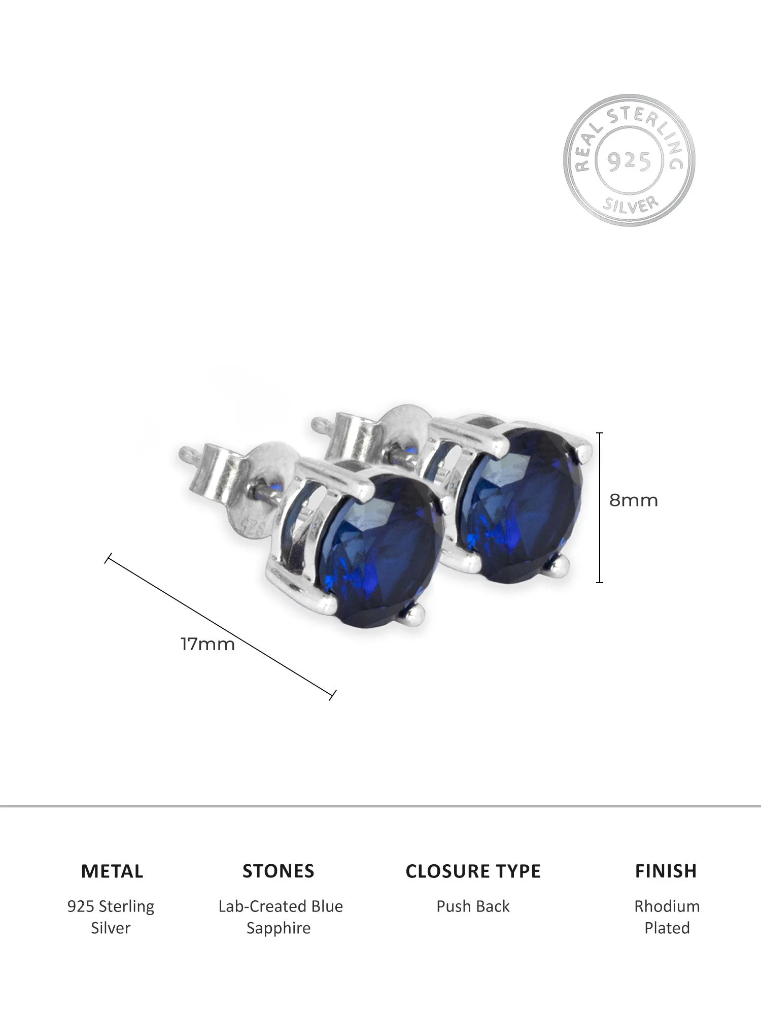 2 Carat Blue Sapphire Stud Earrings