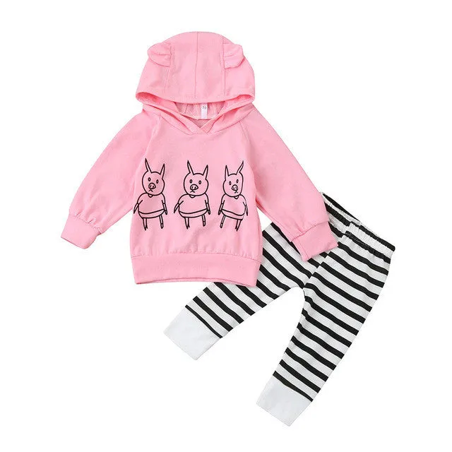 2 Piece Little Piggy Baby Girl or Boy Sweatshirt and Pants Set