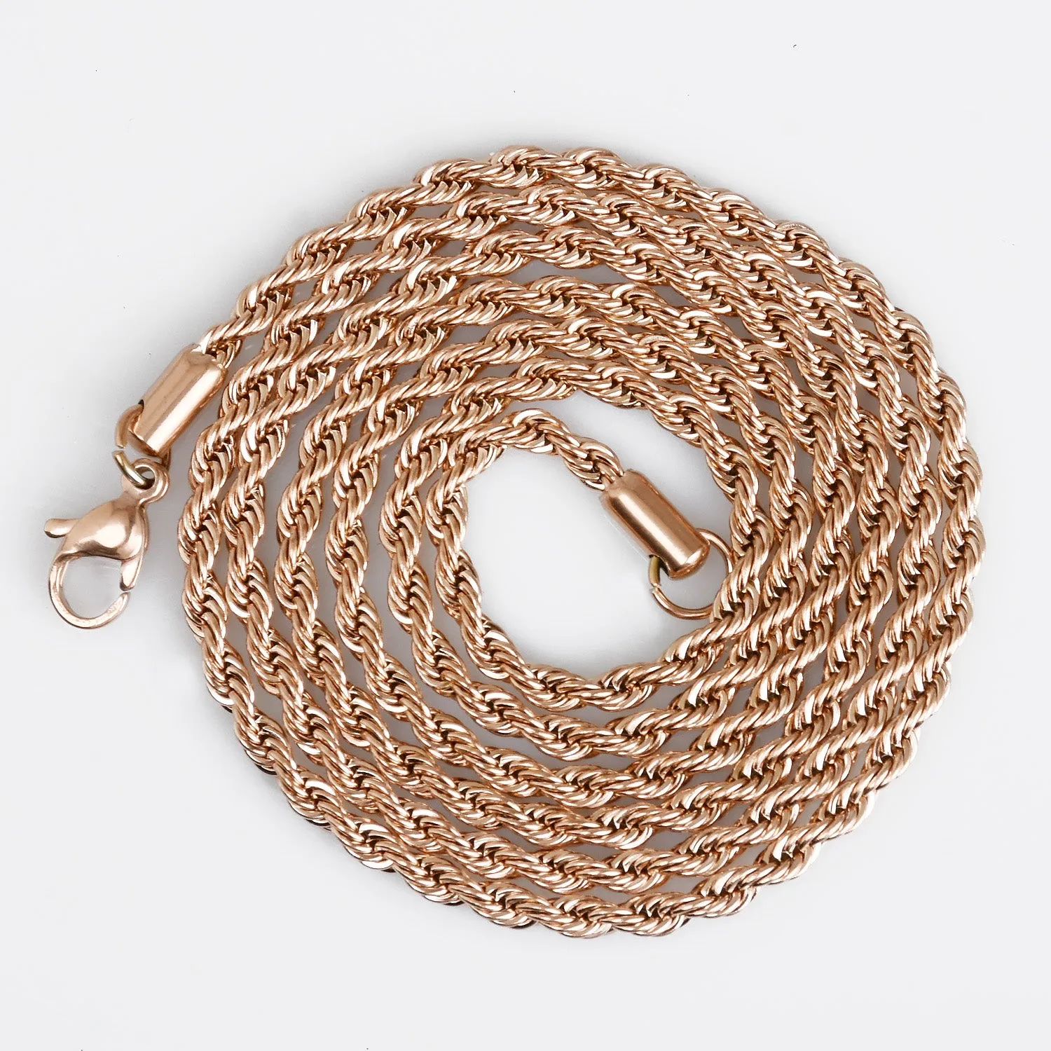 20/24/28 Stainless Steel Hip Hop Chain Necklace 3mm link width Finished Twist Chain Stainless Chain Real Gold Plated 2pcs 10330