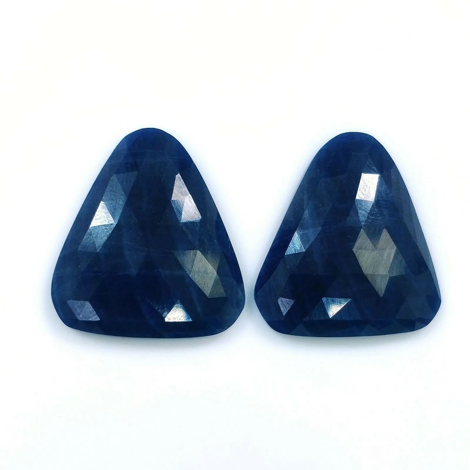 68.50cts Natural Untreated BLUE SAPPHIRE Gemstone Uneven Shape Rose Cut 27*24mm Pair For Earring