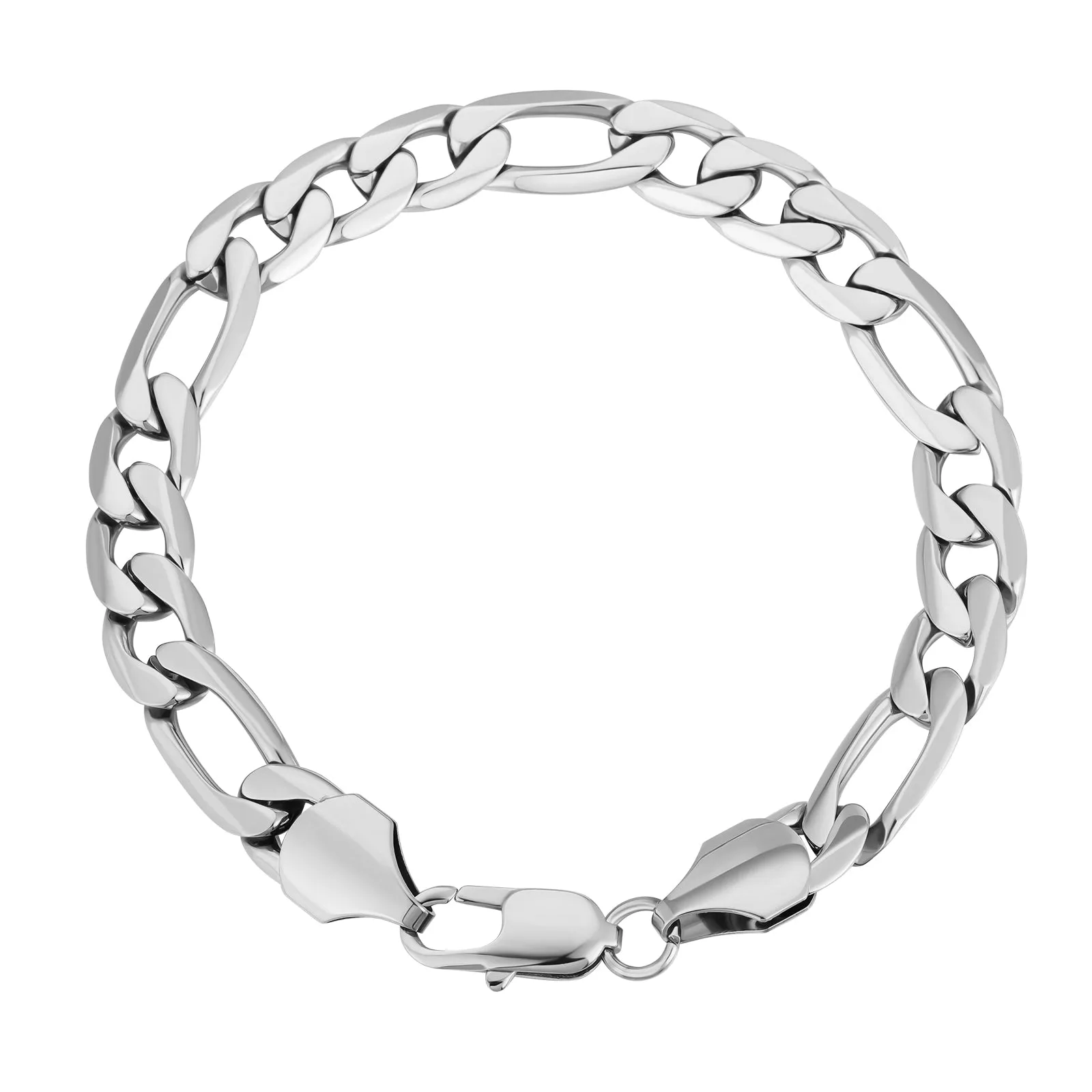 9mm Stainless Steel 6-side Figaro Bracelet