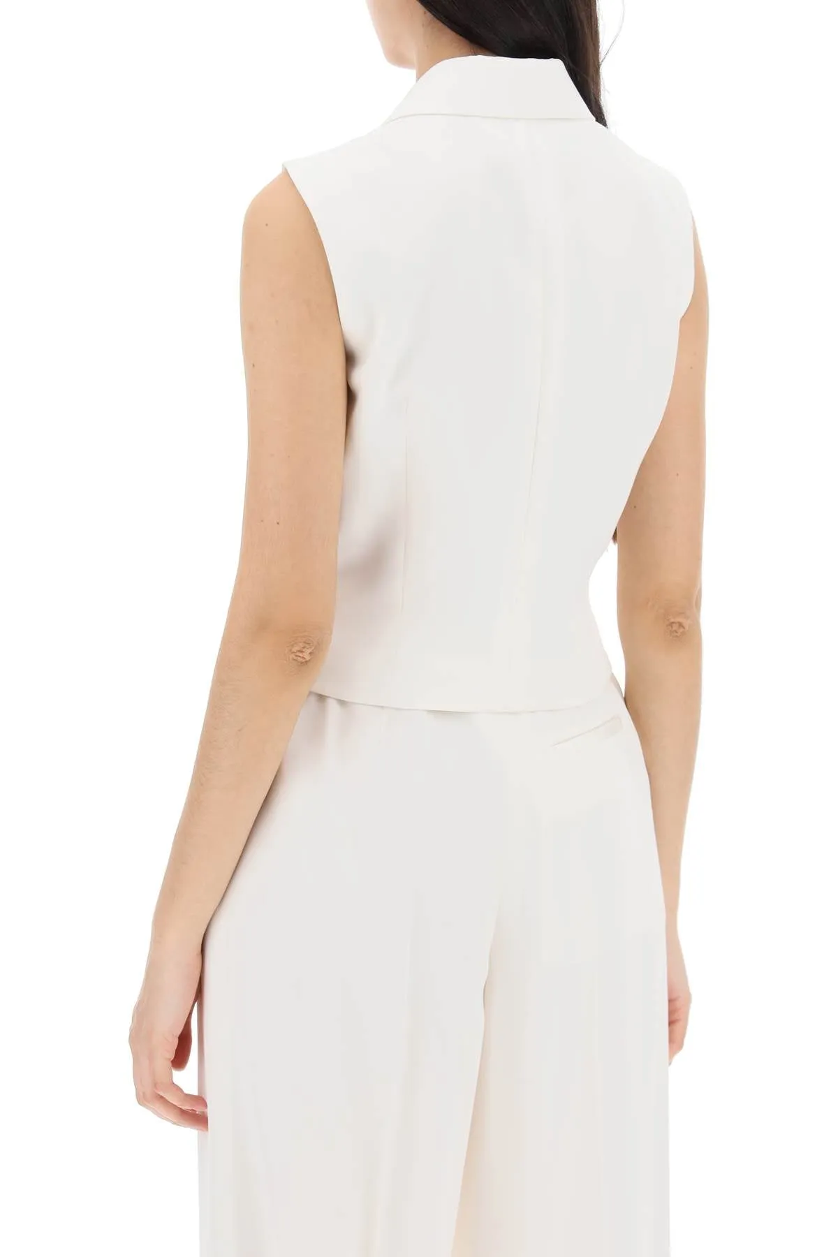 ALEXANDER MCQUEEN cropped viscose twill vest for