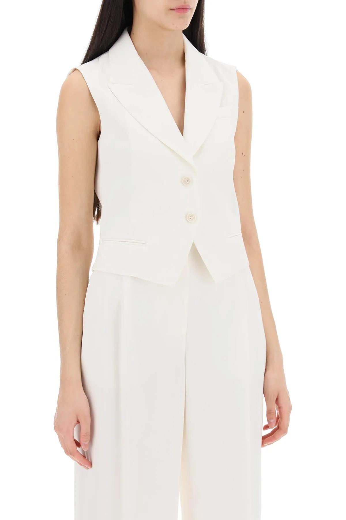 ALEXANDER MCQUEEN cropped viscose twill vest for