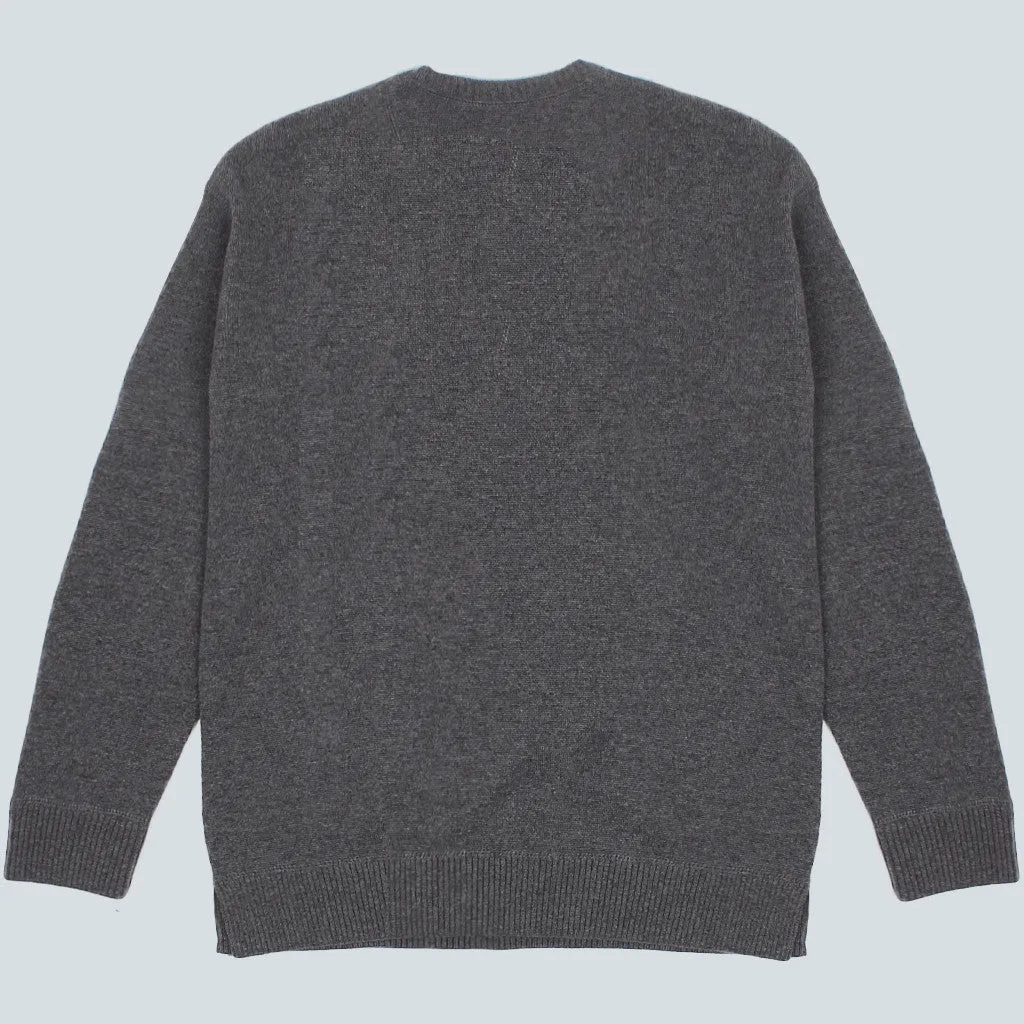 AMI - Bonjour Patch Oversized Crewneck Wool - Heather Grey