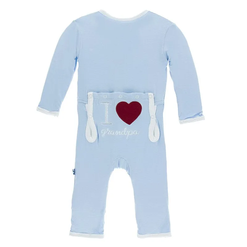 Applique Coverall with Zipper in Pond I Love Grandpa