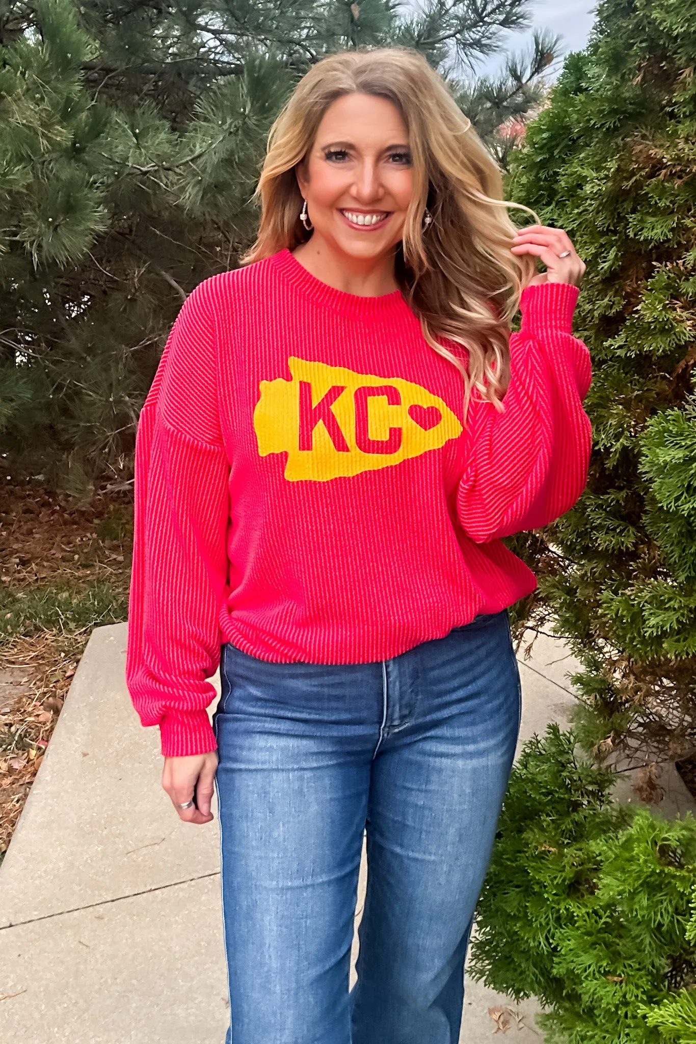 Arrowhead KC Ribbed Knit Pullover : Red/Yellow