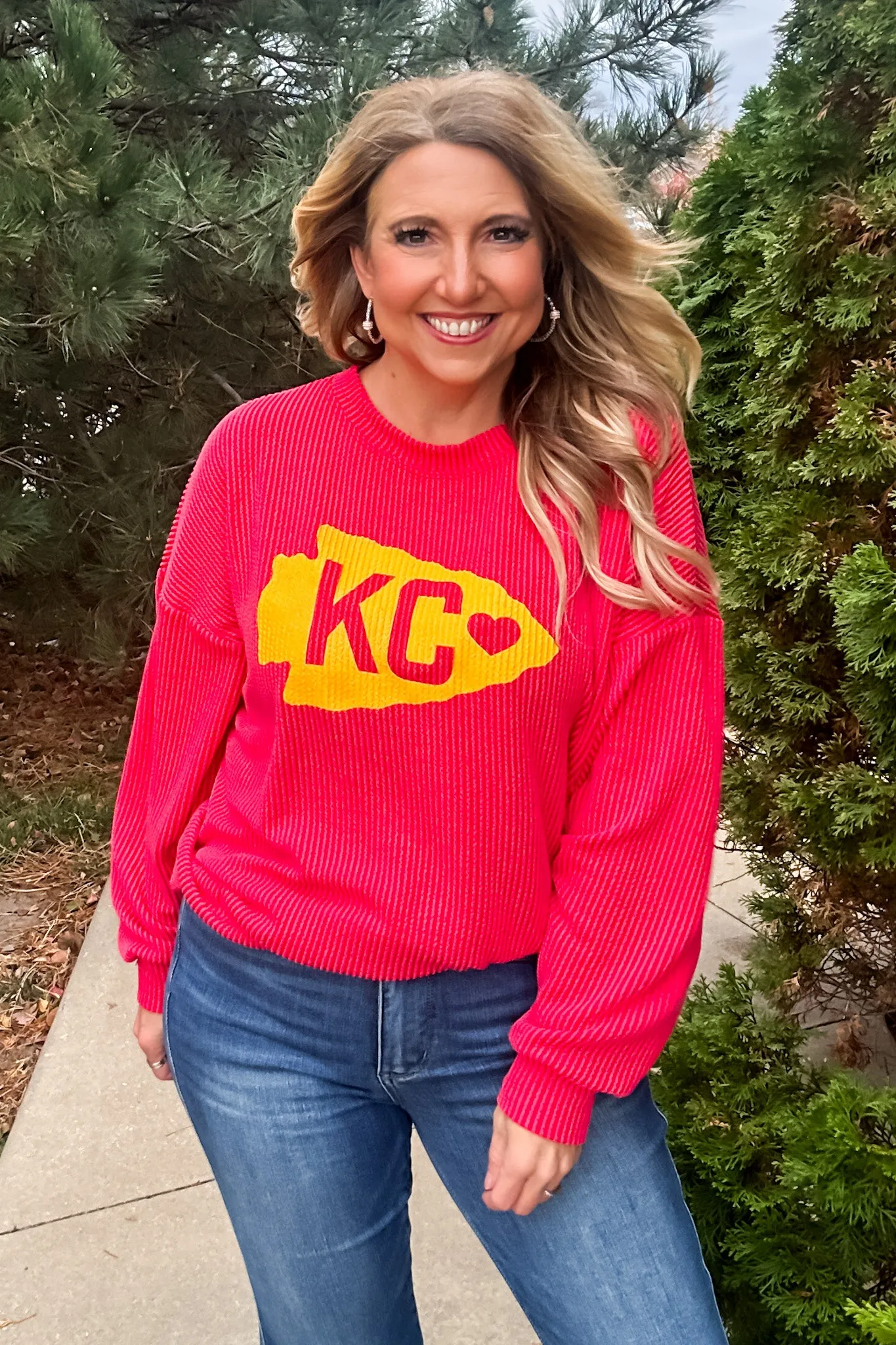 Arrowhead KC Ribbed Knit Pullover : Red/Yellow