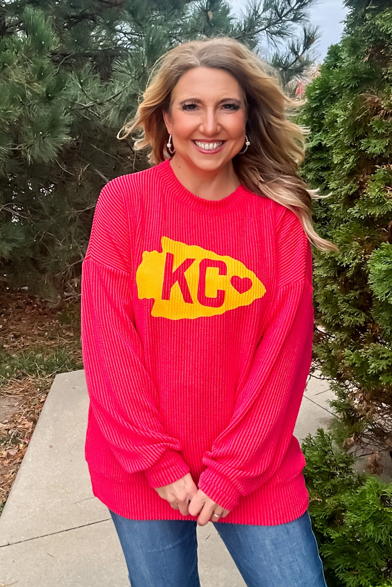 Arrowhead KC Ribbed Knit Pullover : Red/Yellow