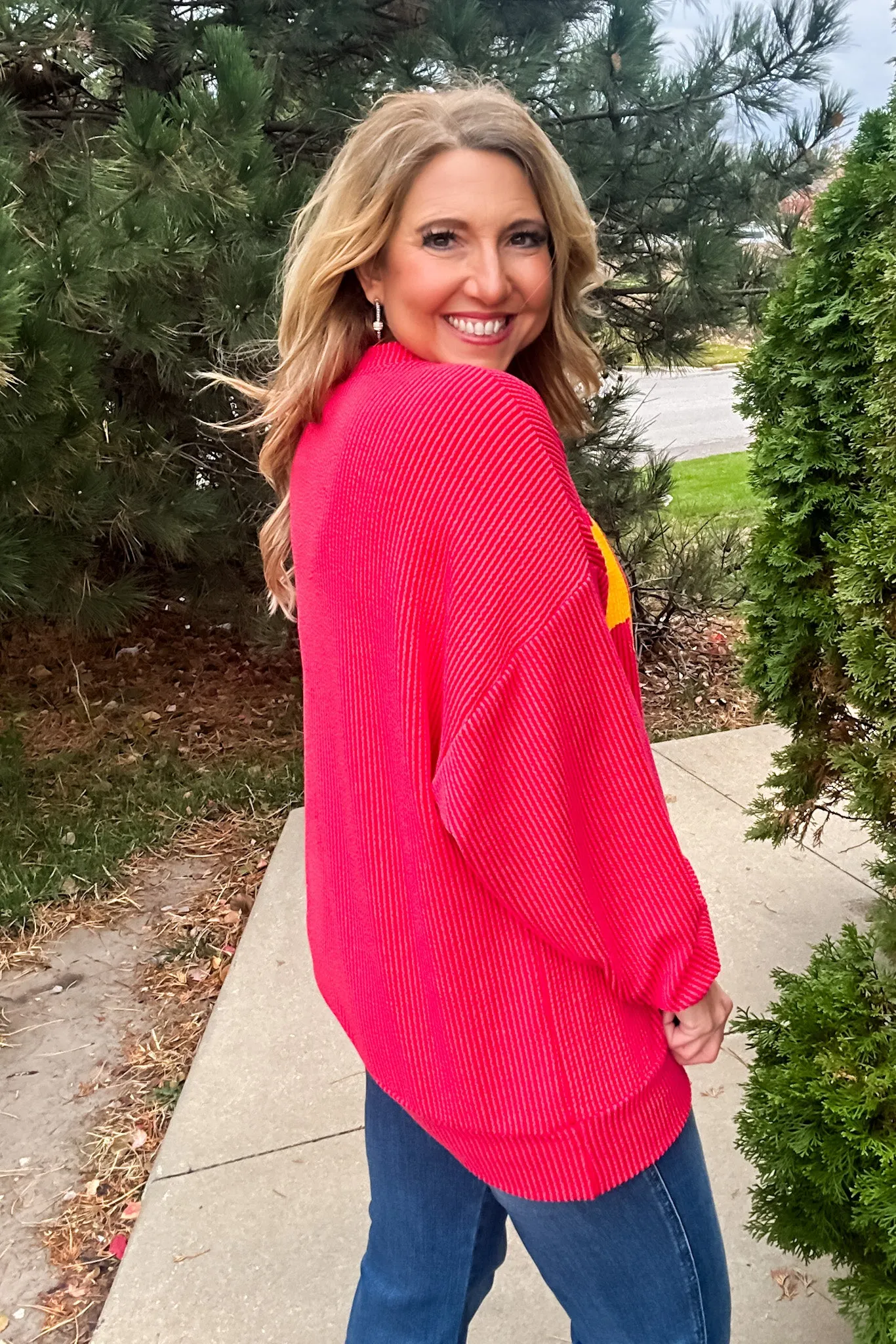 Arrowhead KC Ribbed Knit Pullover : Red/Yellow