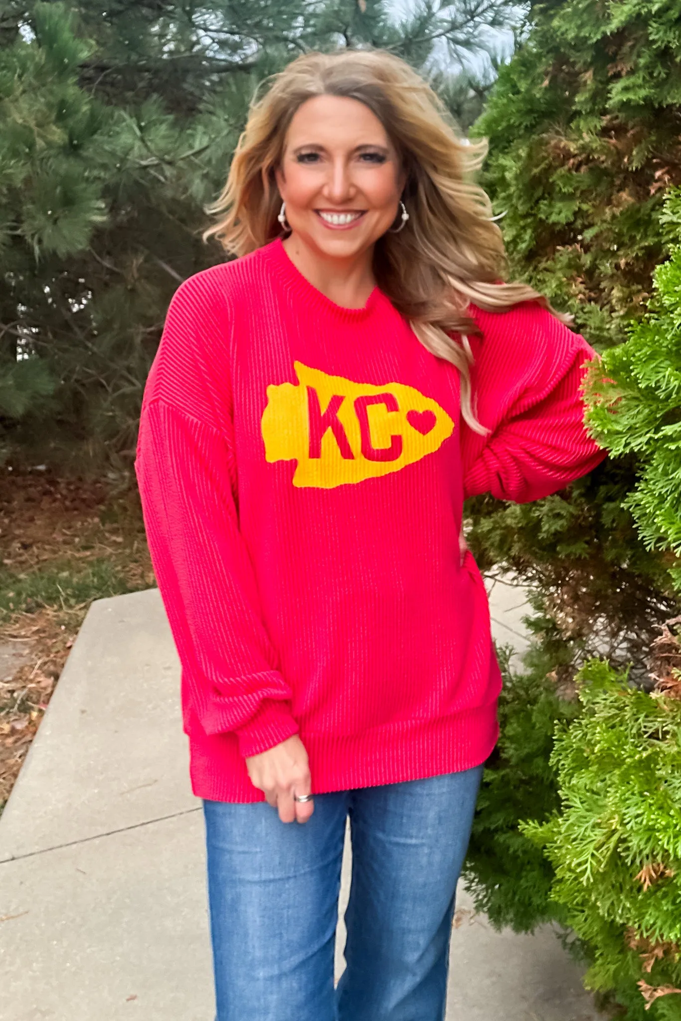 Arrowhead KC Ribbed Knit Pullover : Red/Yellow