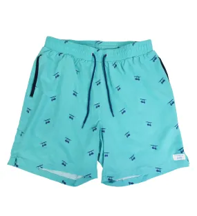 Aruba with Navy Golf Carts Swim Trunks