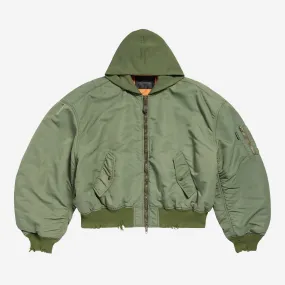 Balenciaga  Dark Green Vegetable Dyed Bomber Jacket