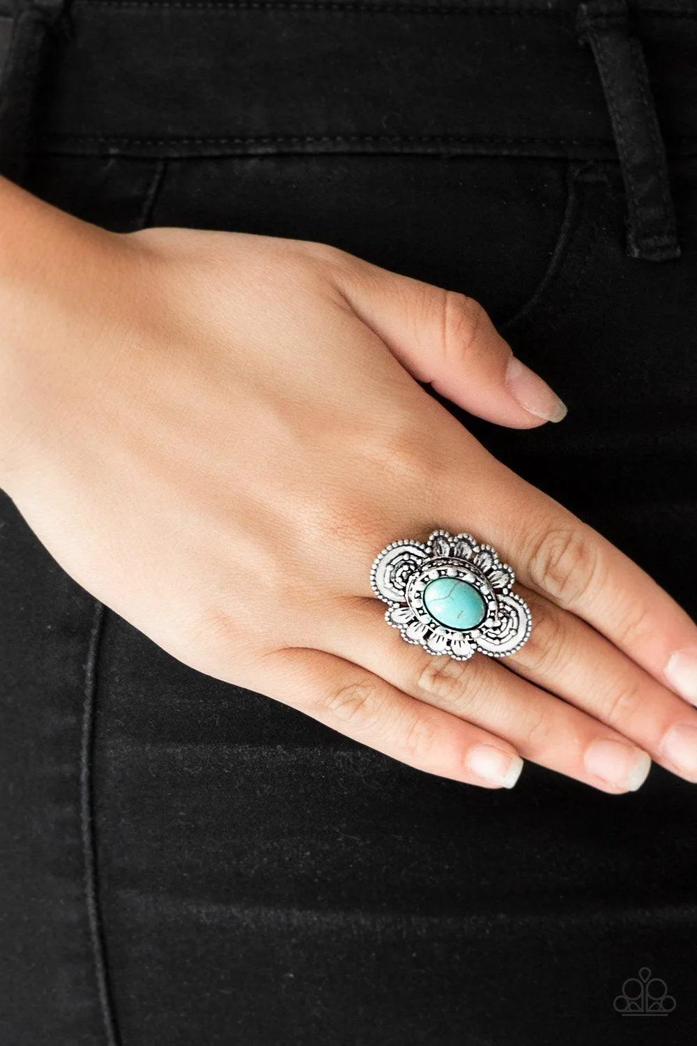 Basic Element Silver and Turquoise Blue Stone Ring - Paparazzi Accessories