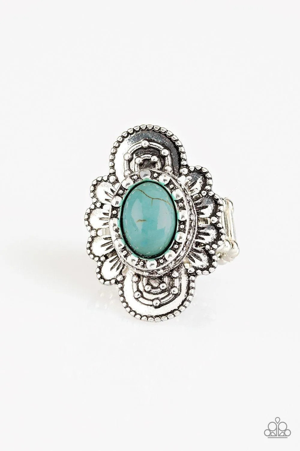 Basic Element Silver and Turquoise Blue Stone Ring - Paparazzi Accessories