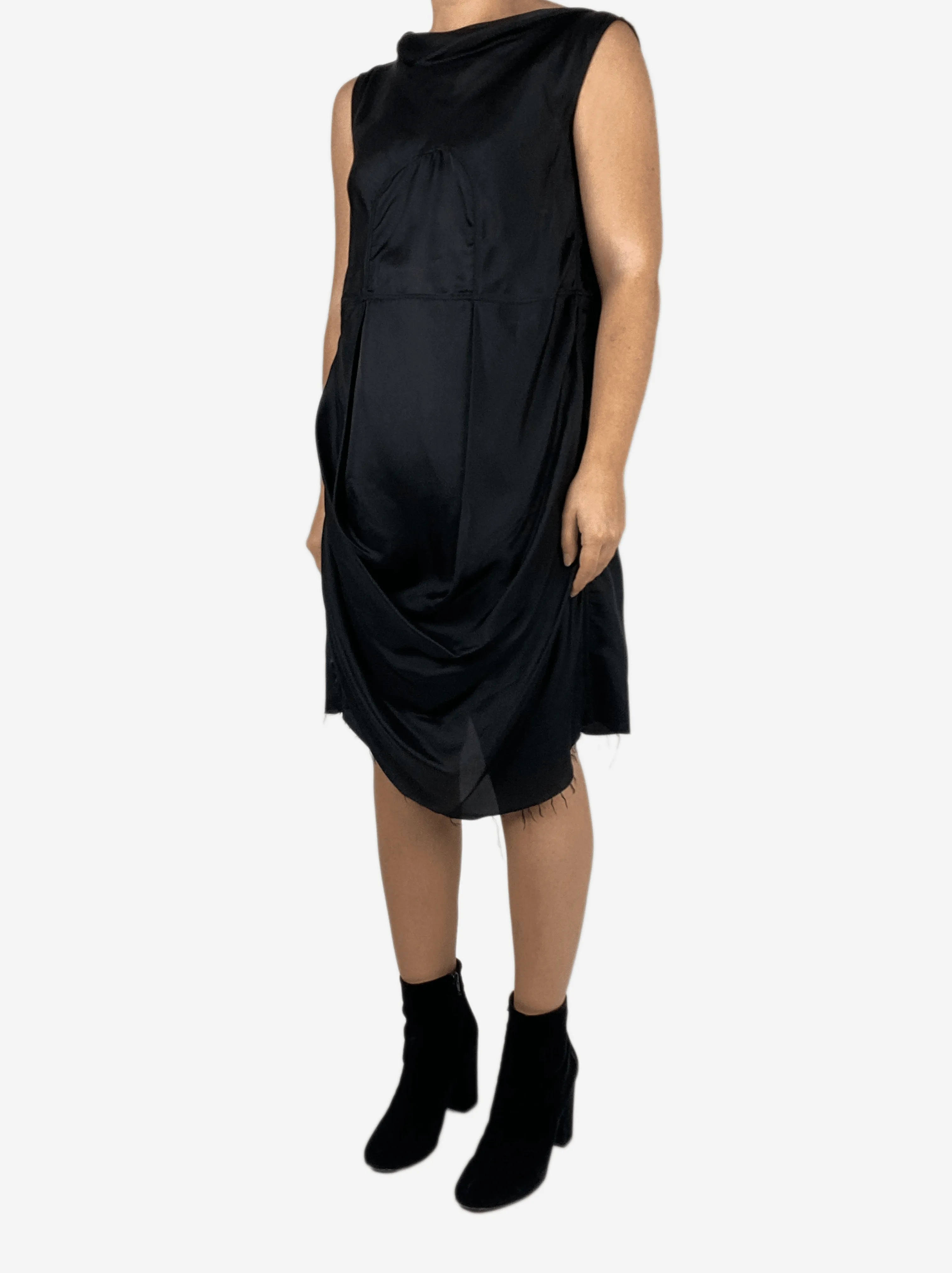 Black unstitched bottom effect dress - size No size