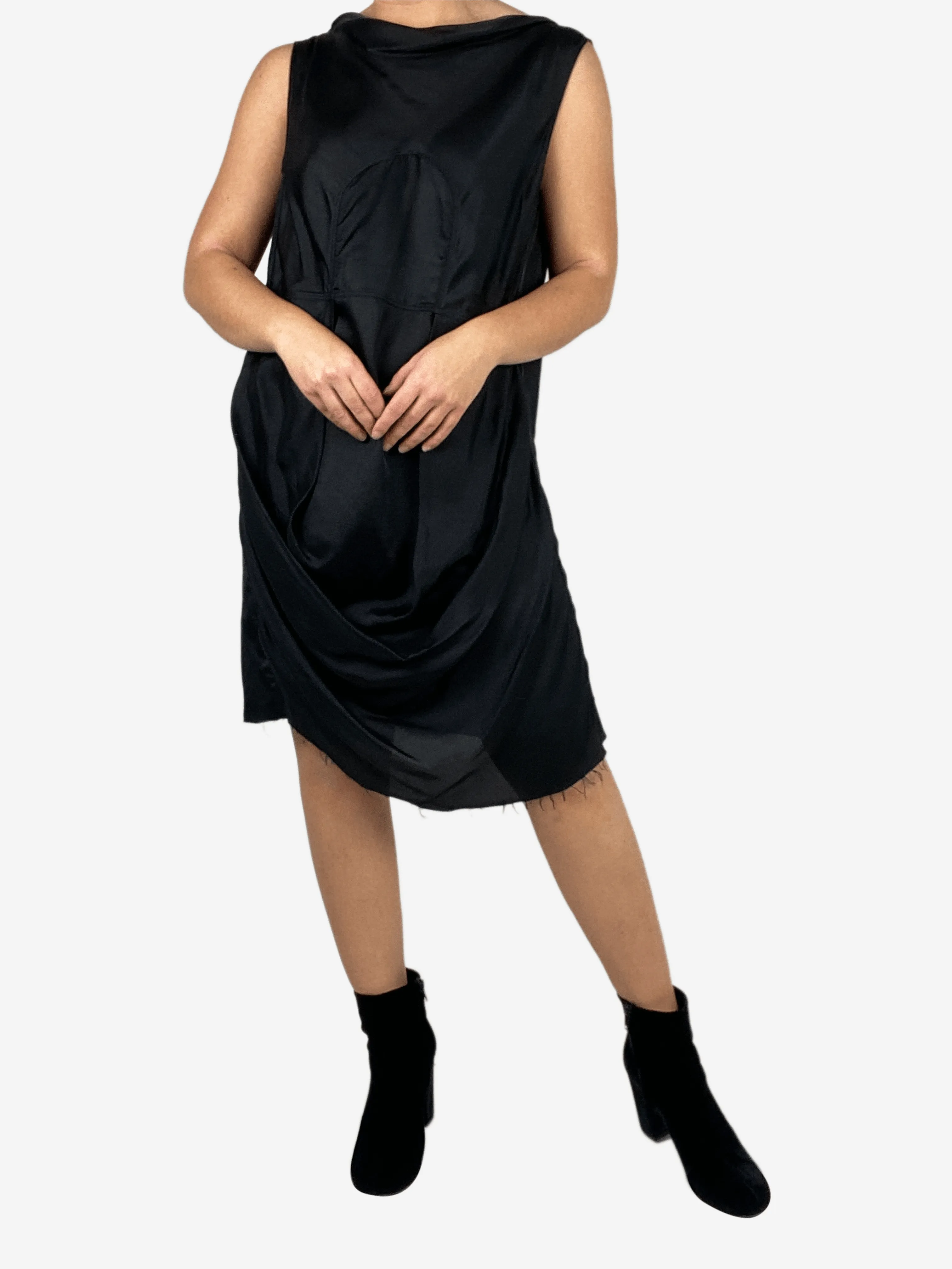 Black unstitched bottom effect dress - size No size