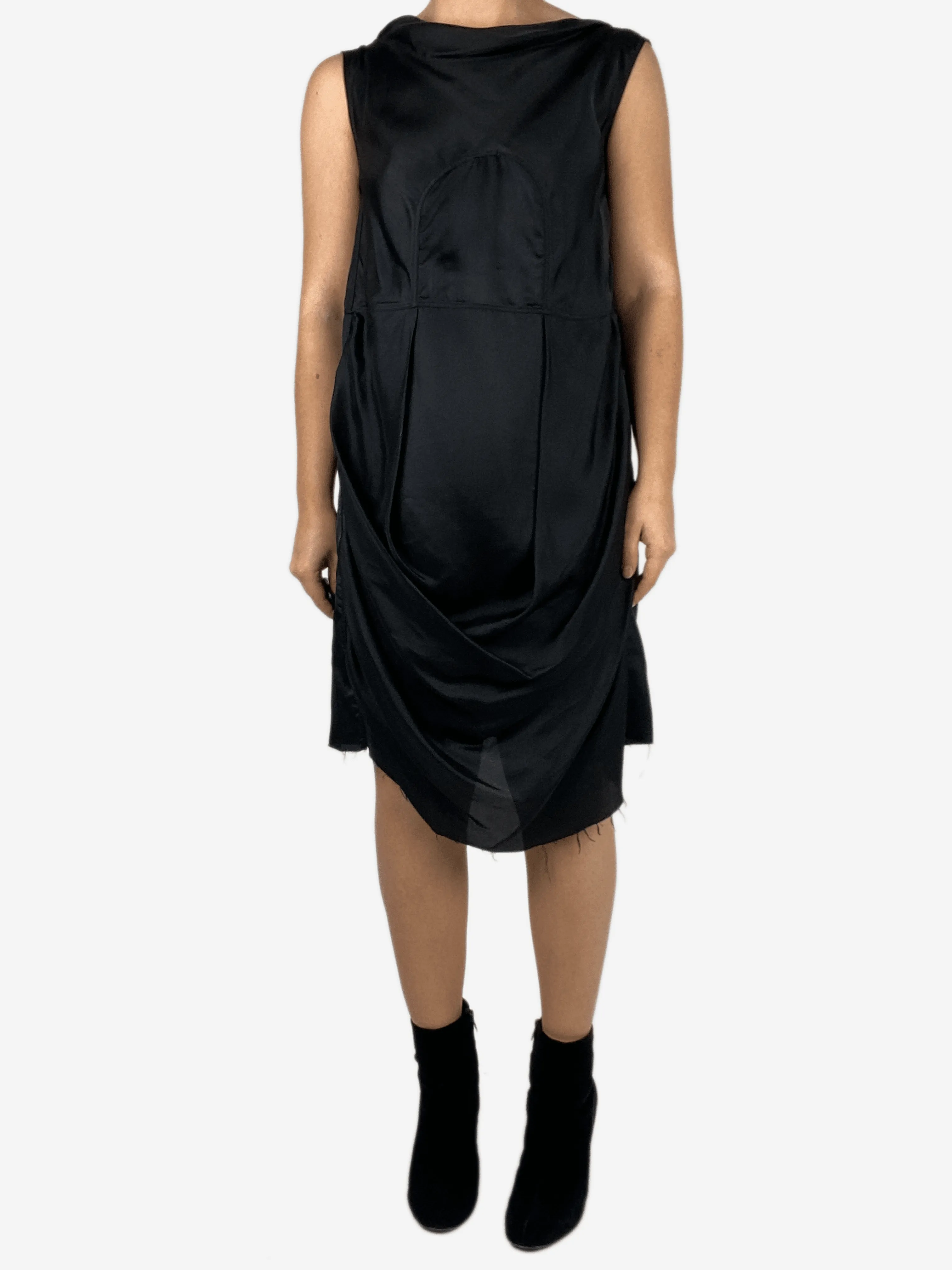 Black unstitched bottom effect dress - size No size