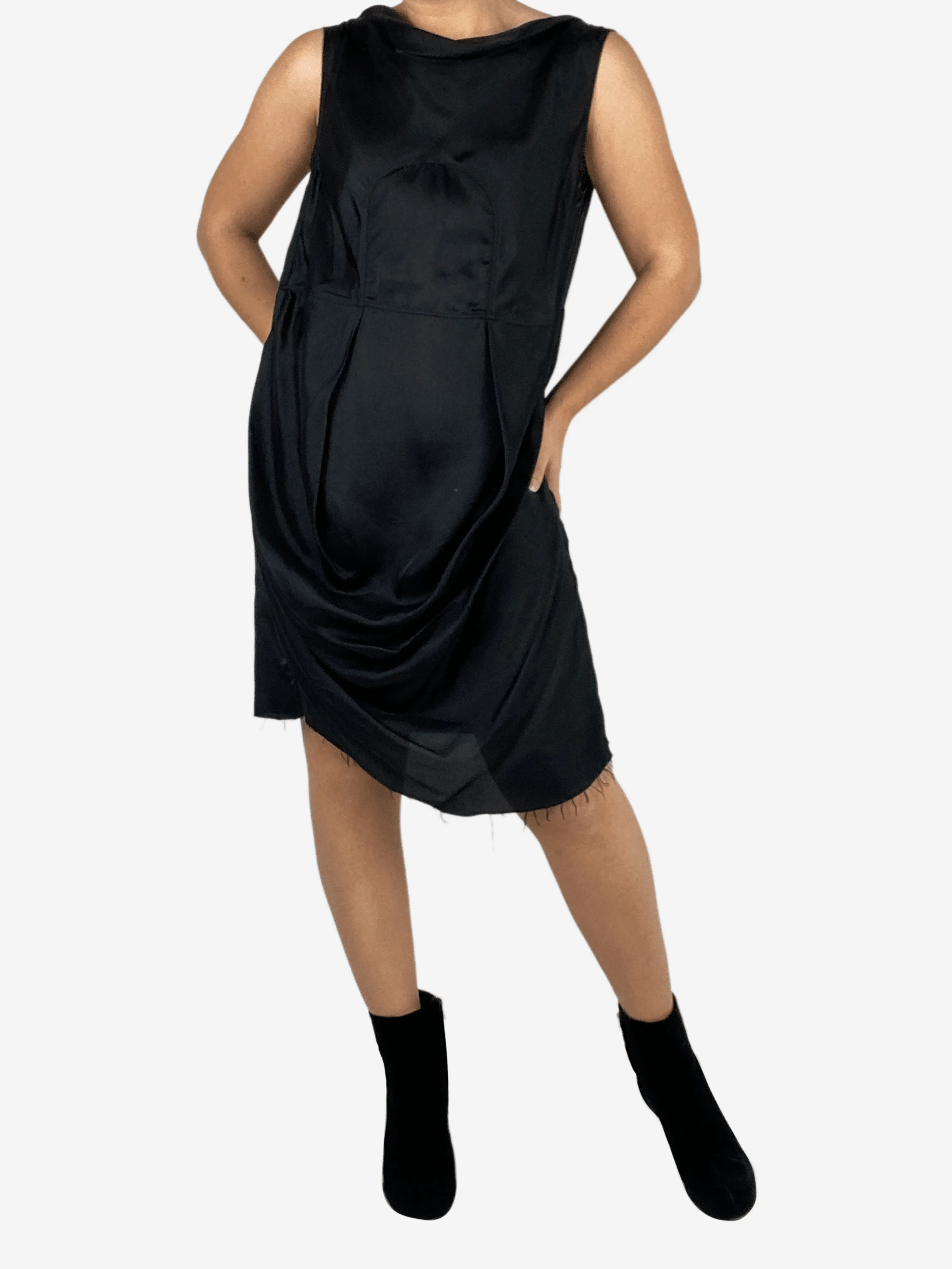 Black unstitched bottom effect dress - size No size