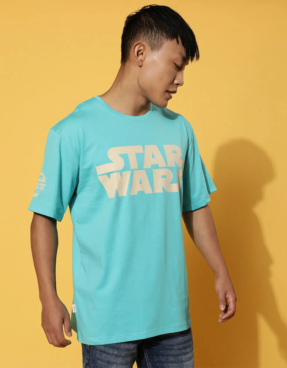 Blue Starwars Oversized Back Graphic Printed Tshirt