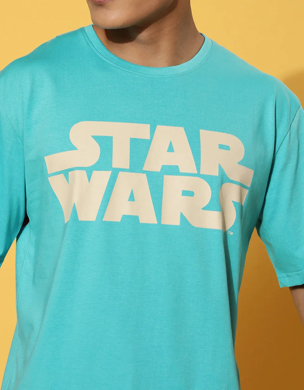 Blue Starwars Oversized Back Graphic Printed Tshirt