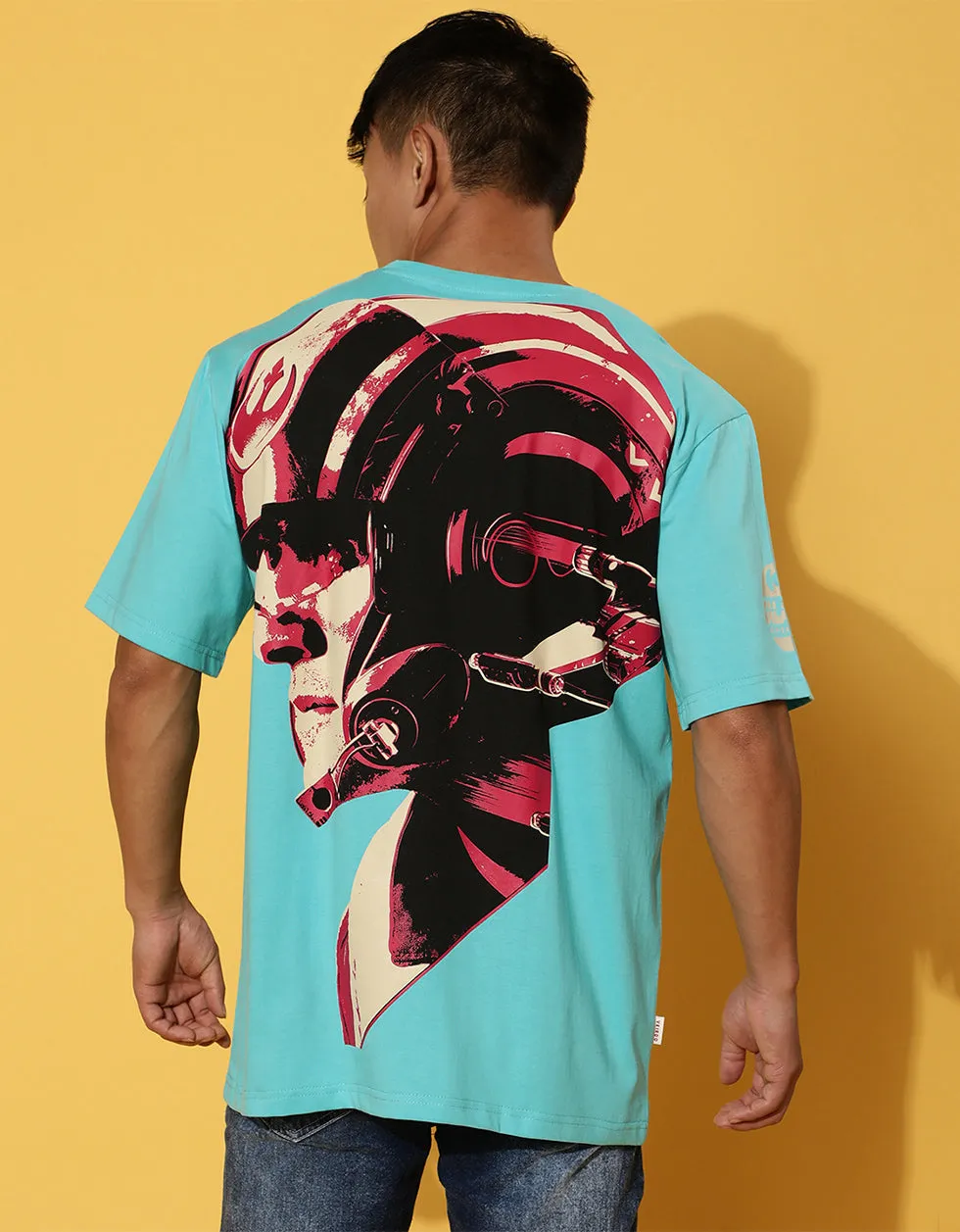 Blue Starwars Oversized Back Graphic Printed Tshirt