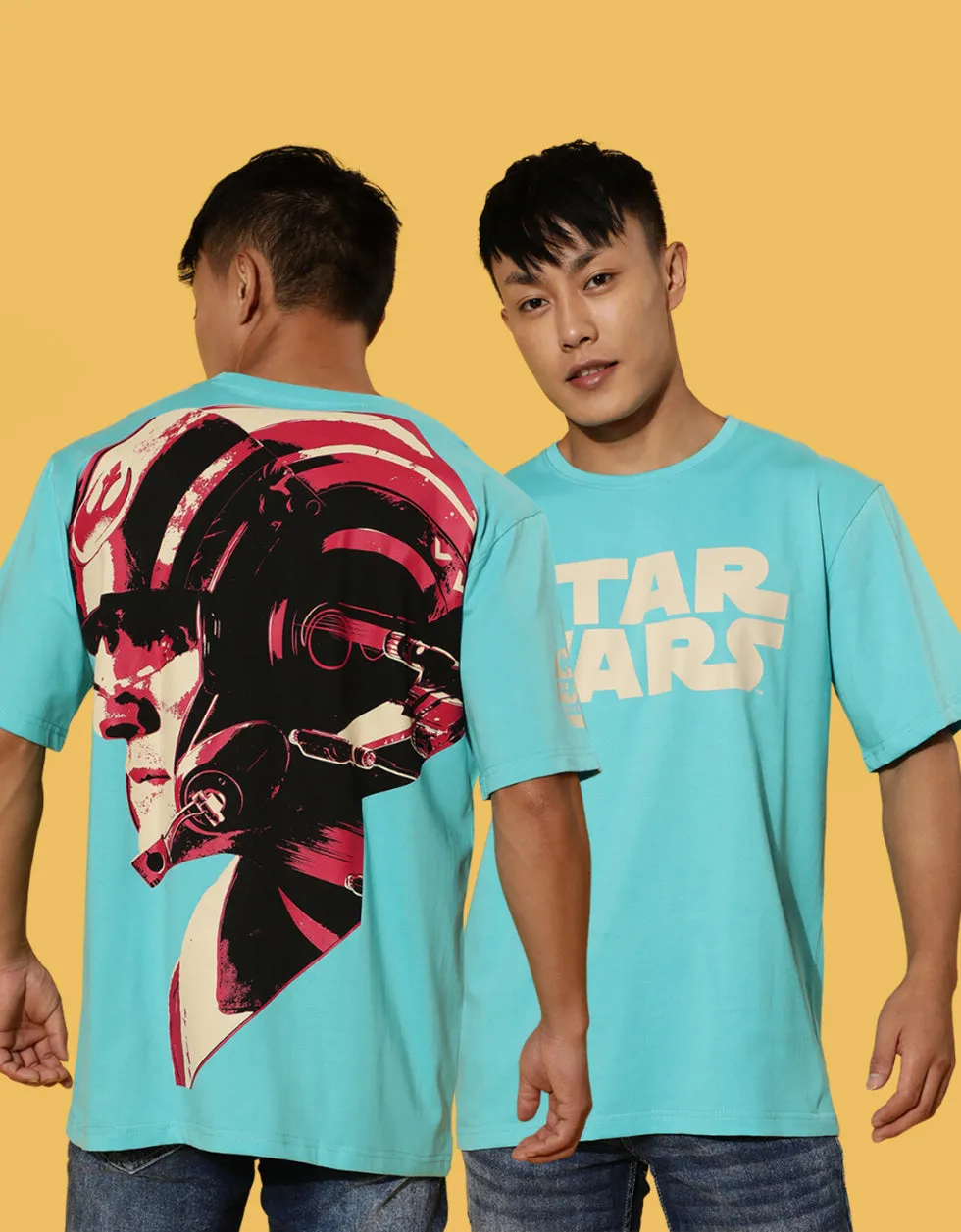 Blue Starwars Oversized Back Graphic Printed Tshirt