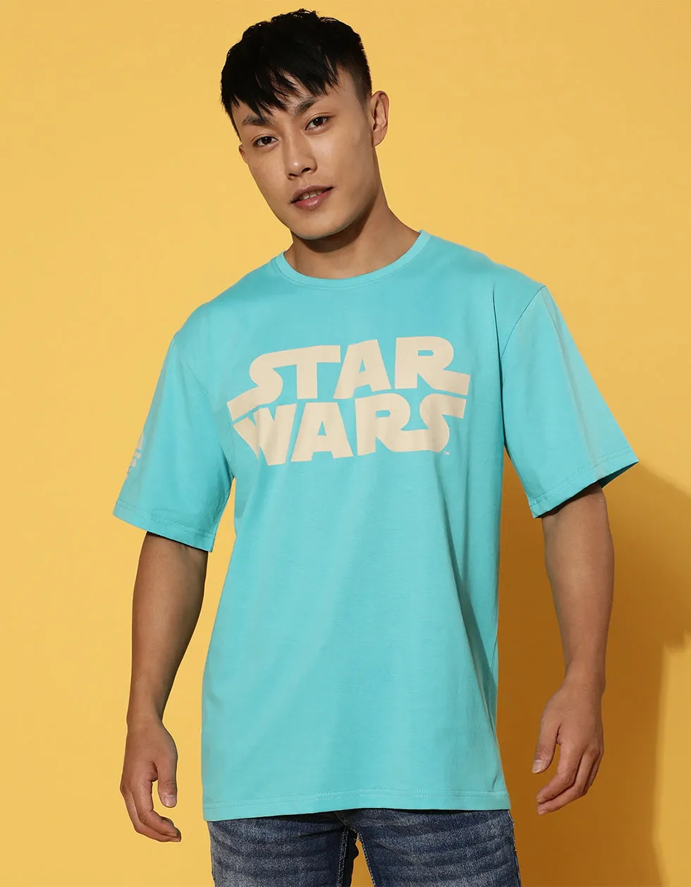 Blue Starwars Oversized Back Graphic Printed Tshirt