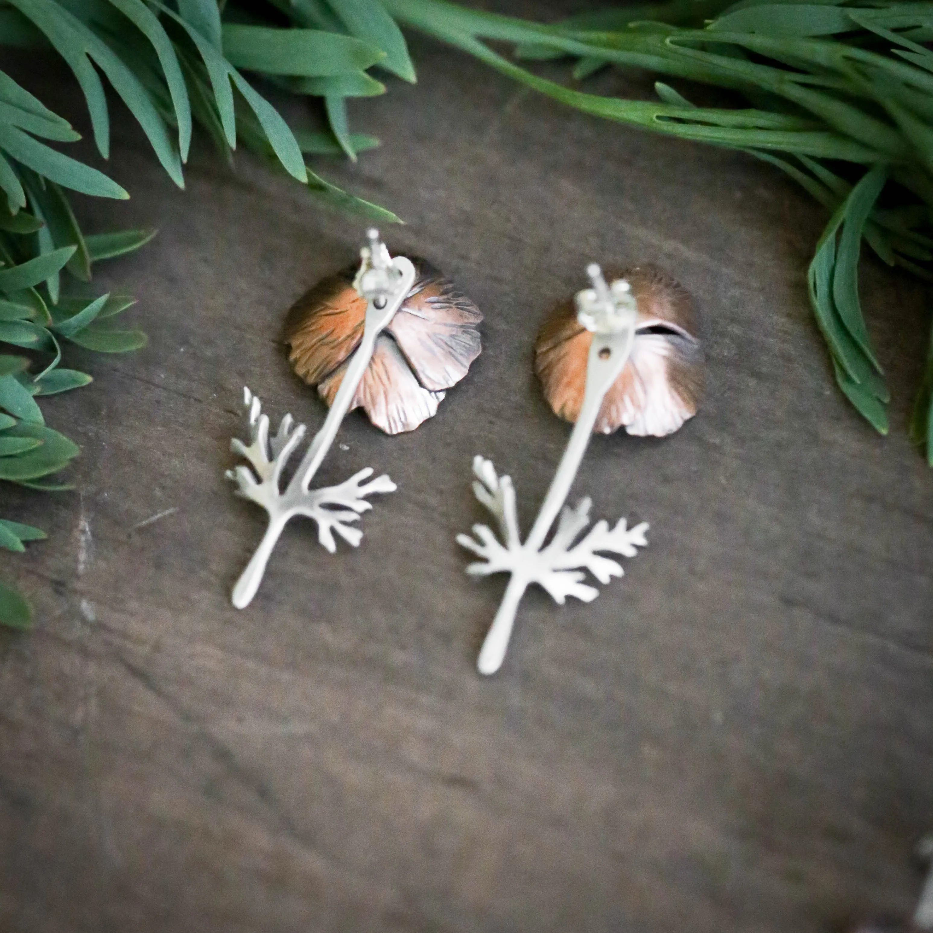 California Poppy Ear Jacket Stud Earrings