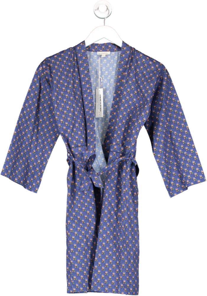 Caramel Blue Children's Night Robe - Posy Print (8-12 Years) 11 Years