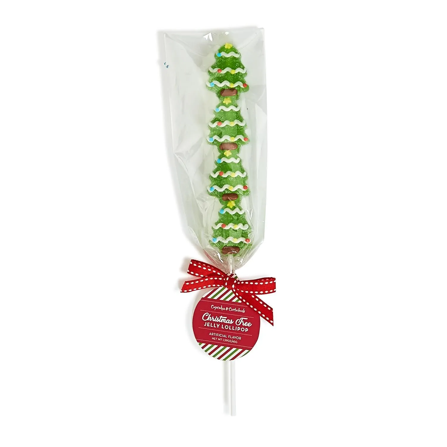 Christmas Tree Hand-Decorated Mixed Berry Flavor Jelly Candy Lollipop