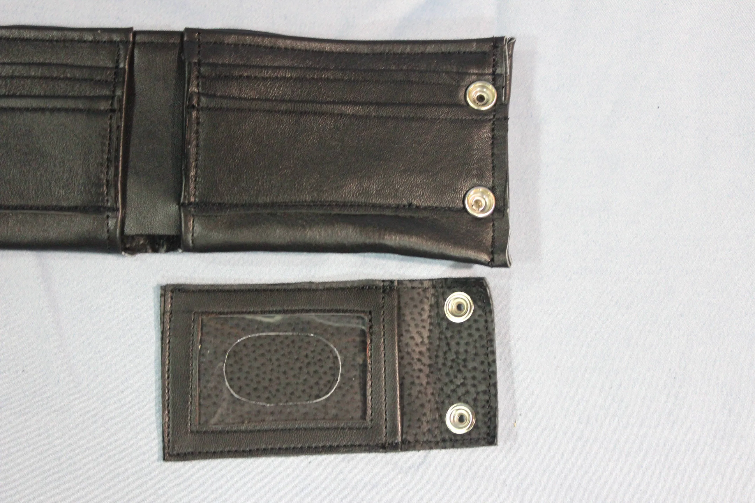 Classic Black Leather Wallet with removable ID flap