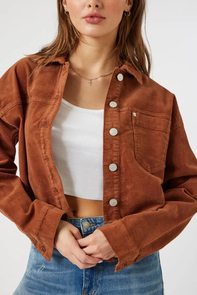 Corduroy Cropped Trucker Jacket