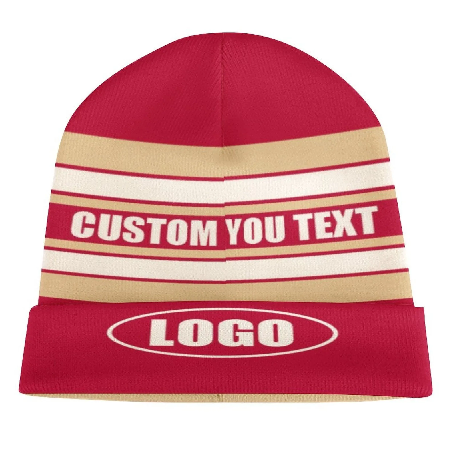 Custom Logo&Text Stripes Multicolor Unisex All Over Printed Knitted Hat