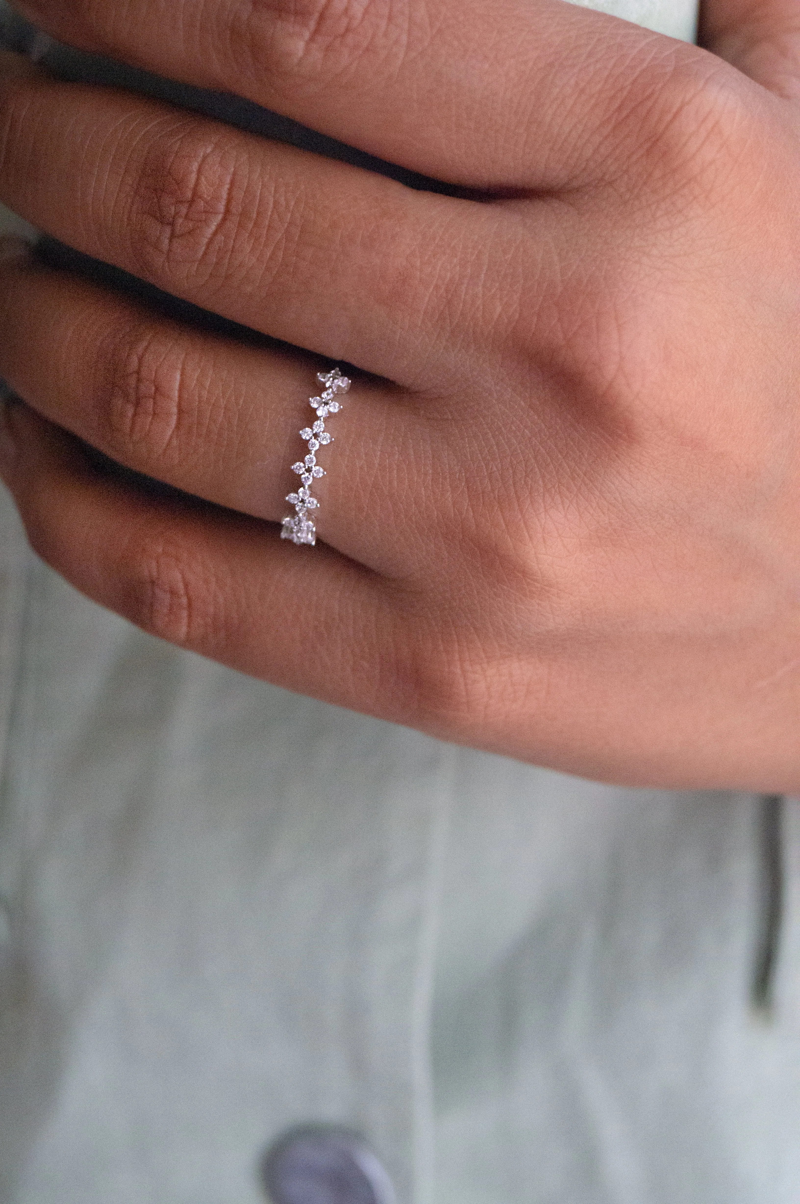 Dainty Flower Garland Sterling Silver Band Ring