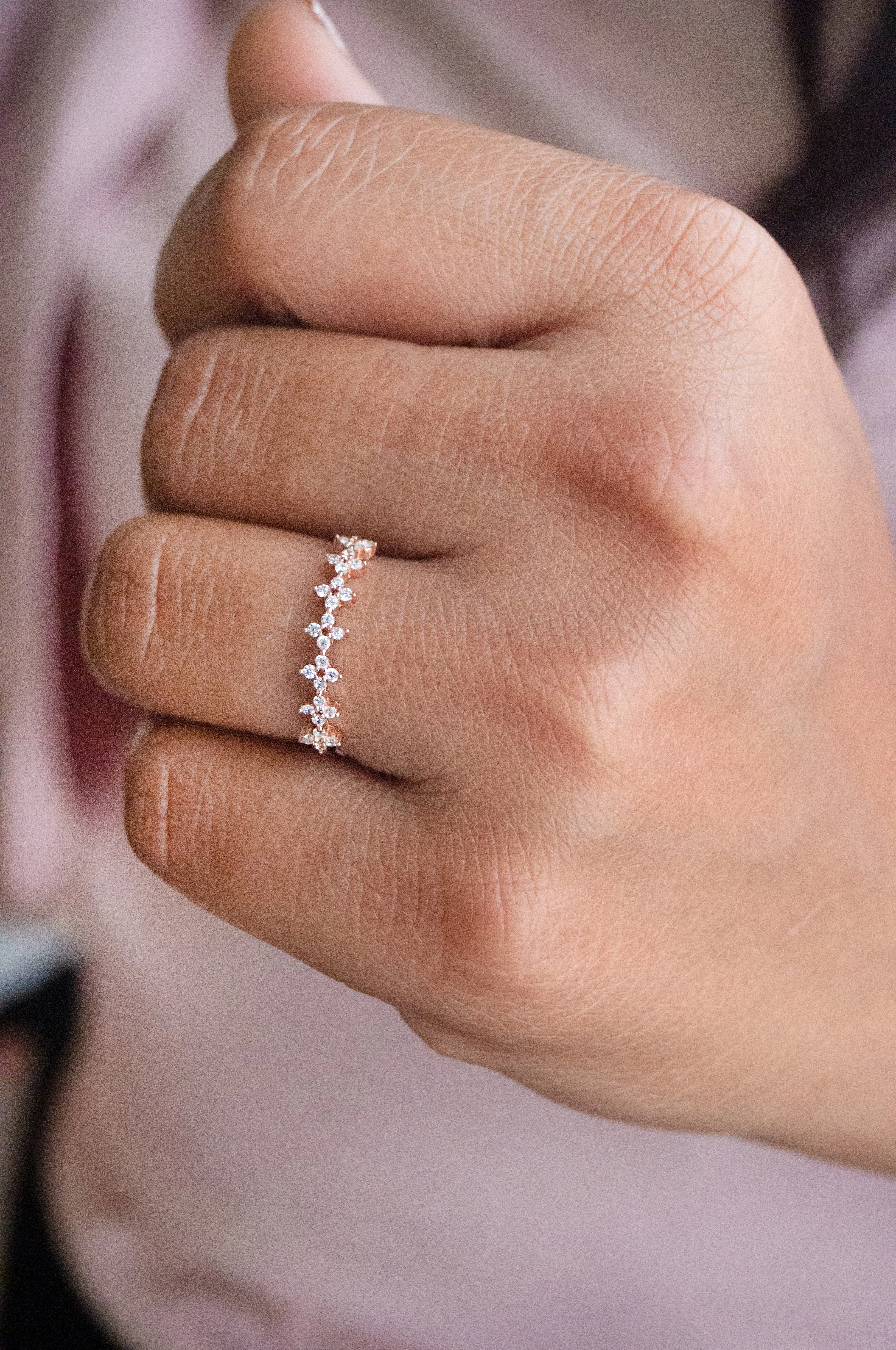 Dainty Flower Garland Sterling Silver Band Ring