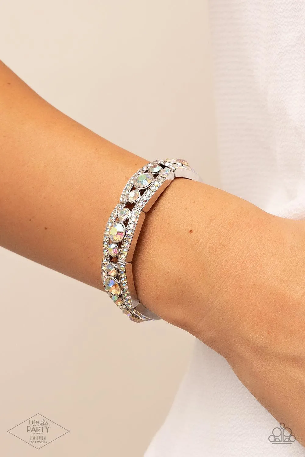 Easy On The ICE Multi Iridescent Rhinestone Bracelet - Paparazzi Accessories