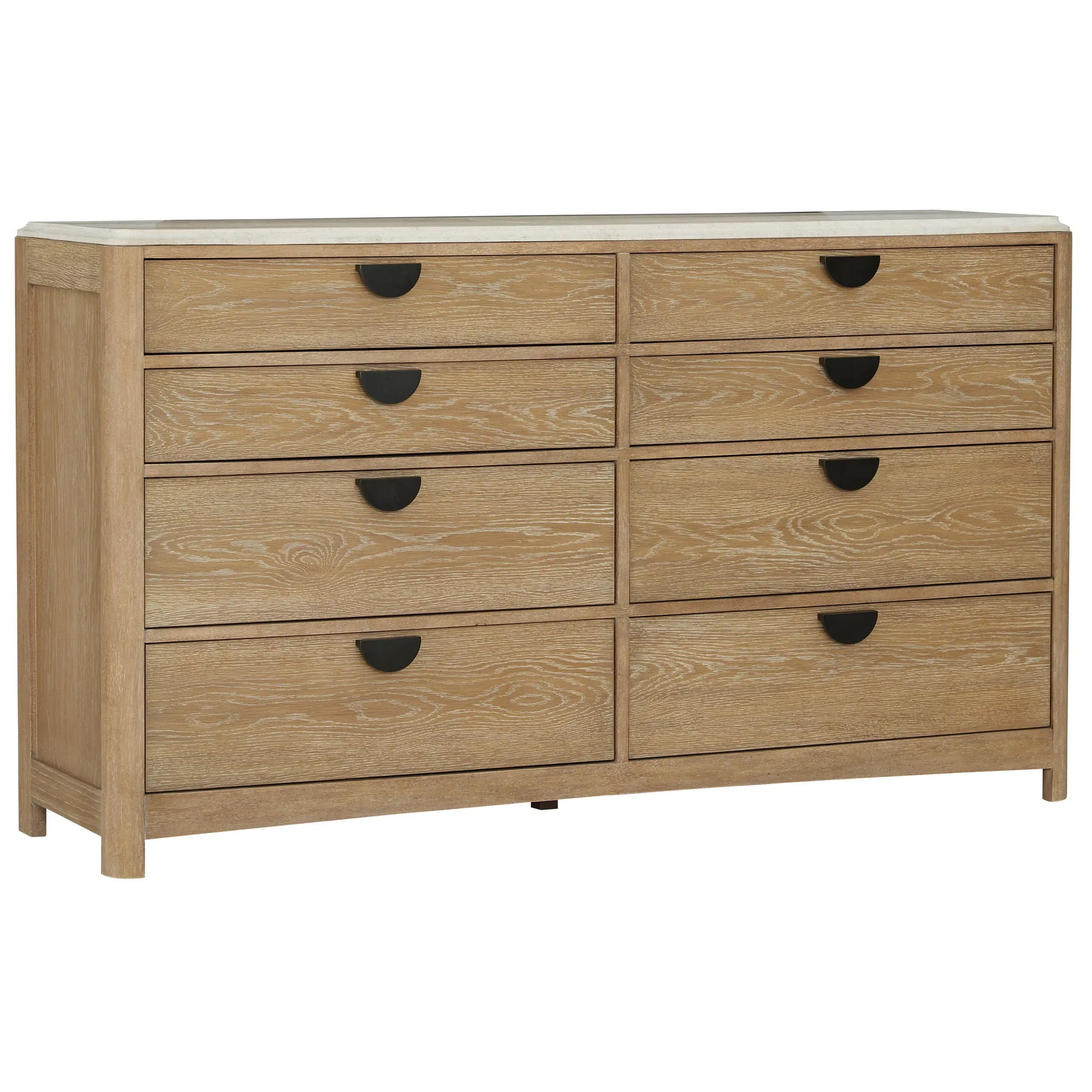 Escape - Bedroom 8 Drawer Dresser And Mirror - Glazed Natural Oak