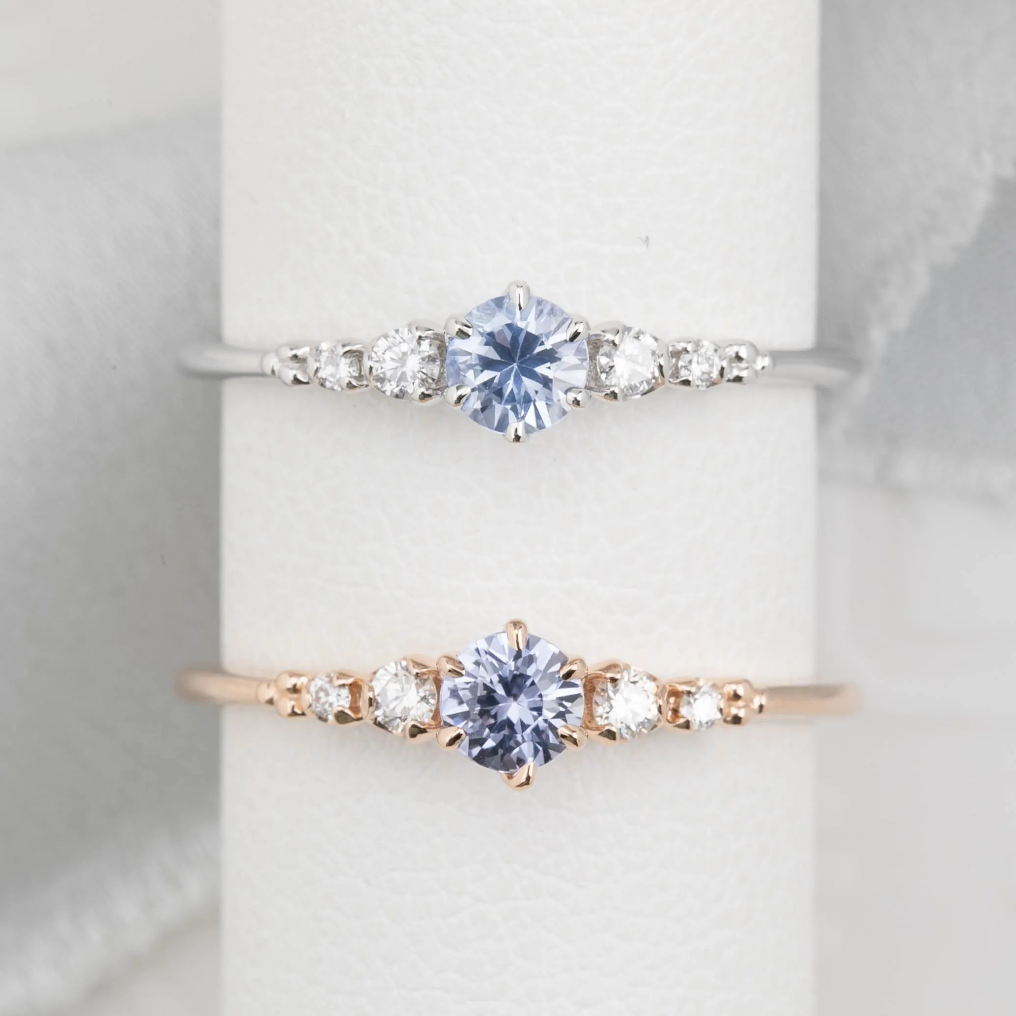 Estel Fleur Ring 4mm 0.30ct Light Lavender Blue Round Ceylon Sapphire, 14K Rose Gold