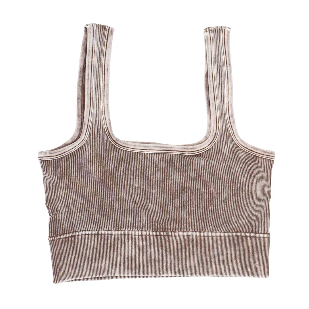 Hailey Washed Ribbed Crop Top Bralette