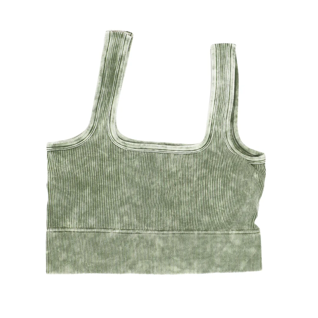 Hailey Washed Ribbed Crop Top Bralette