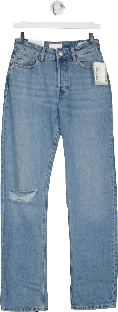 H&M Blue 90s Straight High Waist Jeans UK 8