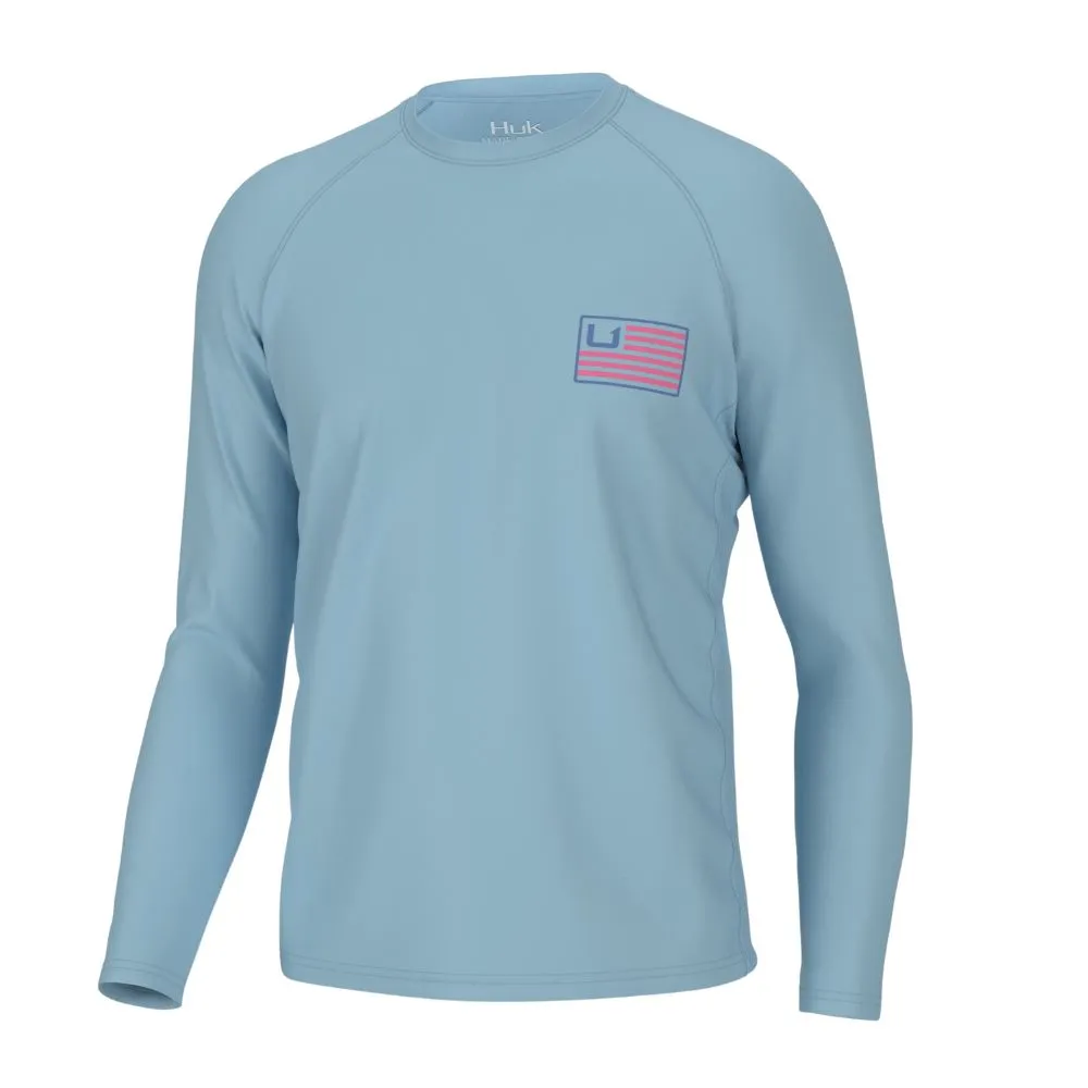 'Huk' Men's Huk and Bars Pursuit Crew Neck - Crystal Blue