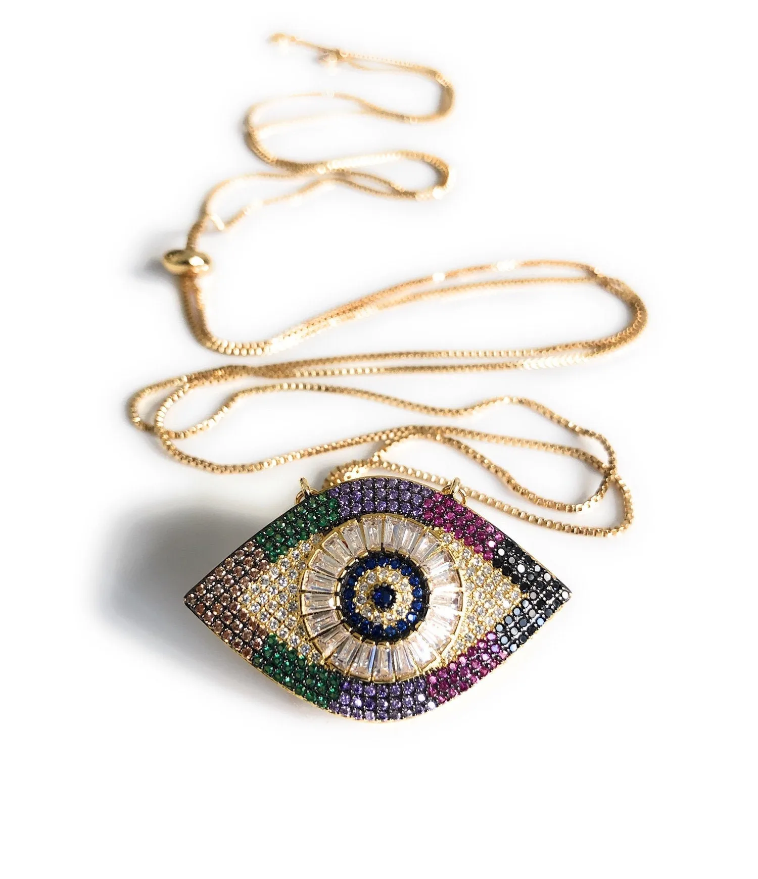 Lariat Evil Eye Necklace Versatile Long Chain