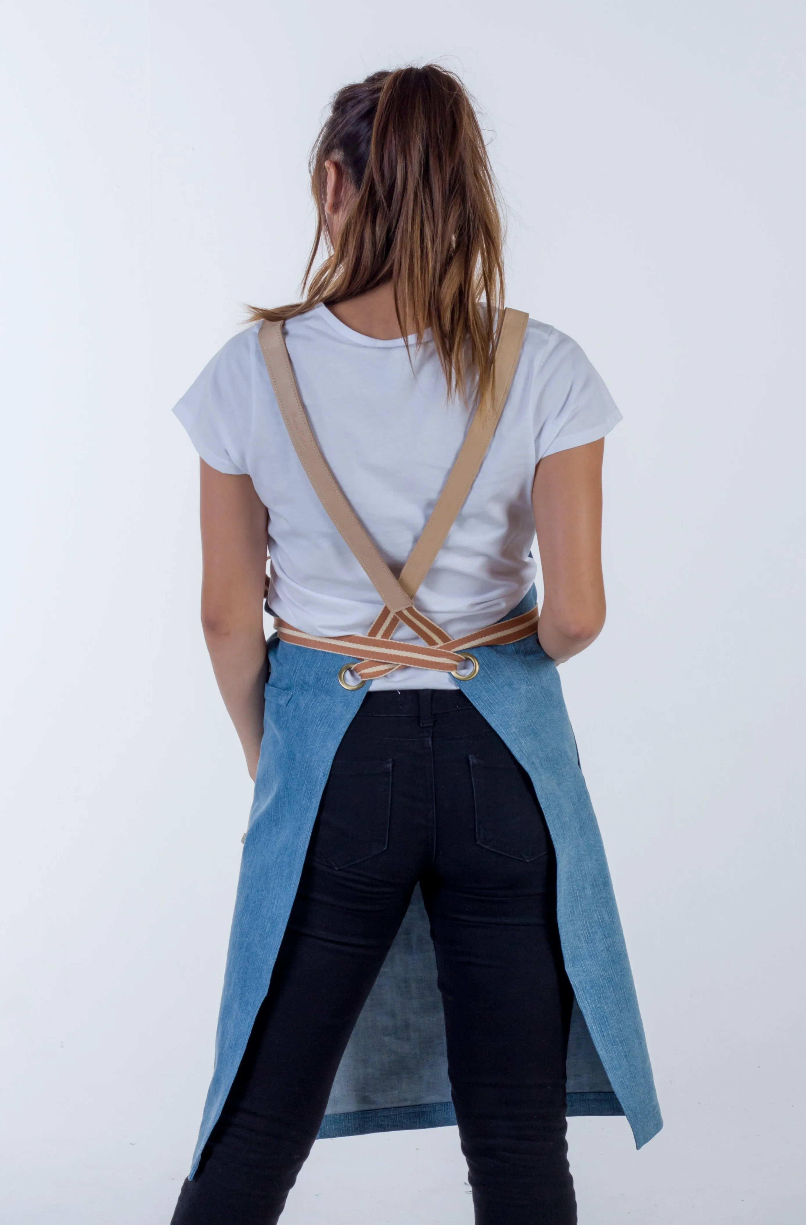 Light Blue Denim apron Natural