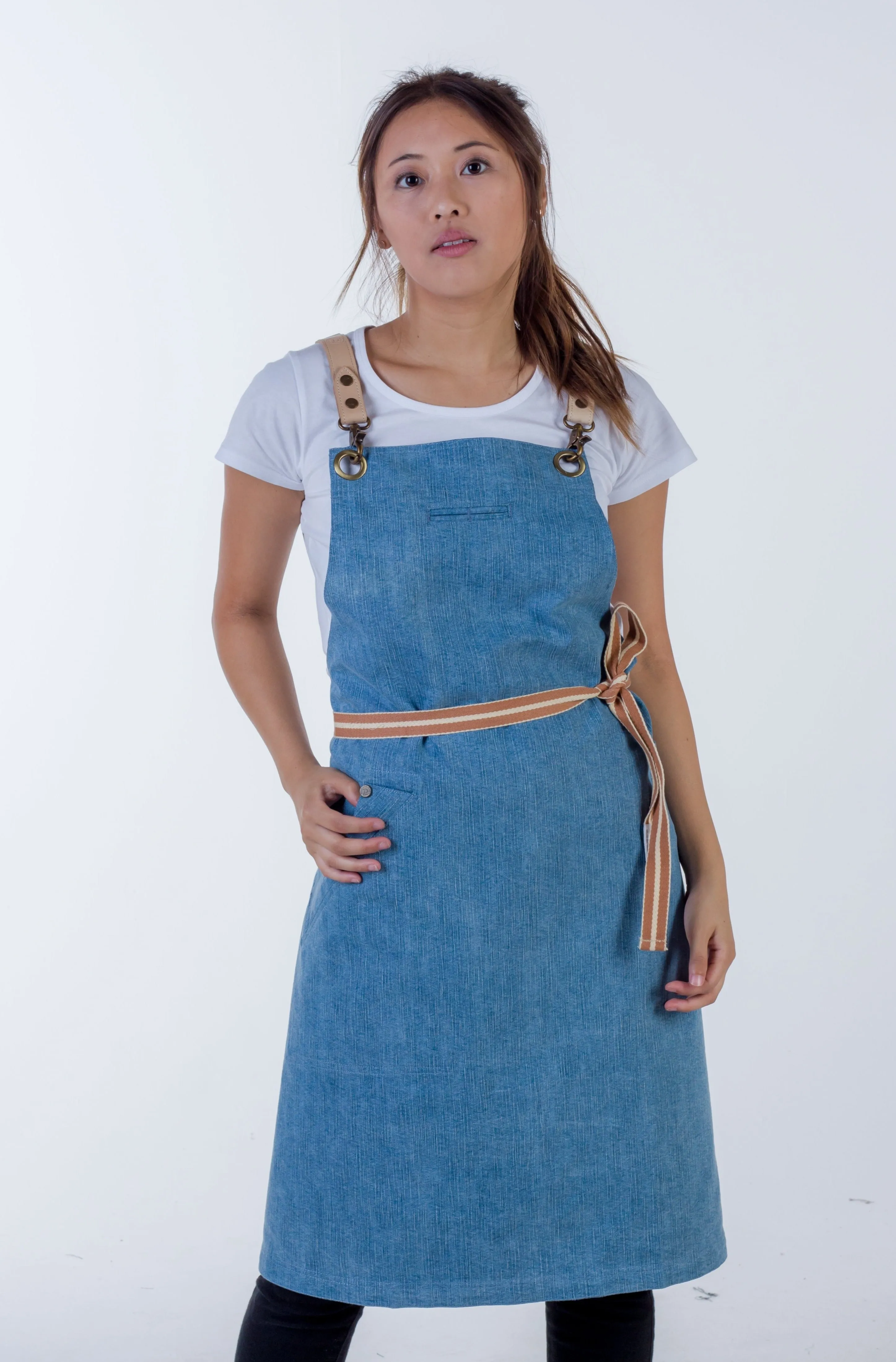 Light Blue Denim apron Natural